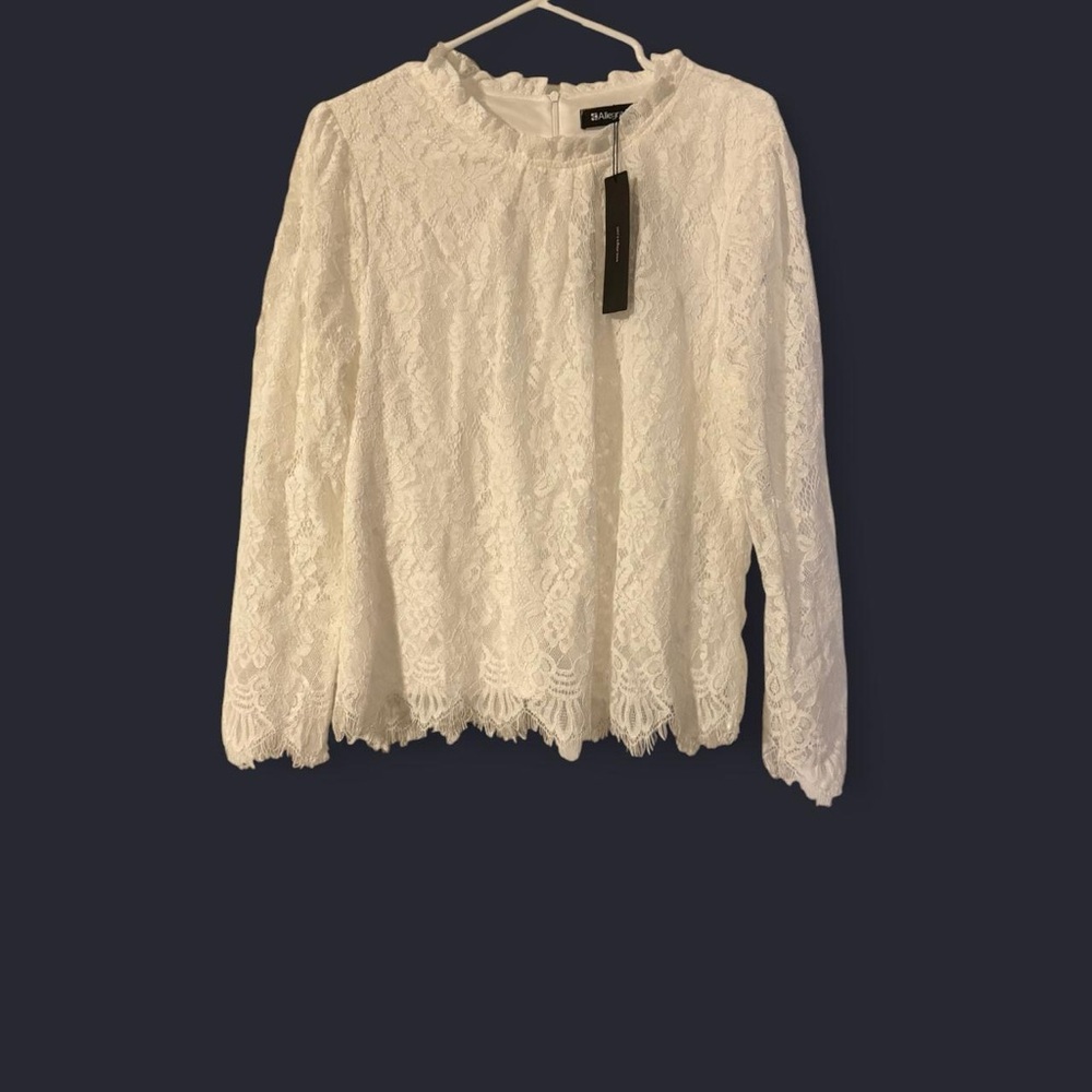 Chic White Lace Blouse by Allegra K